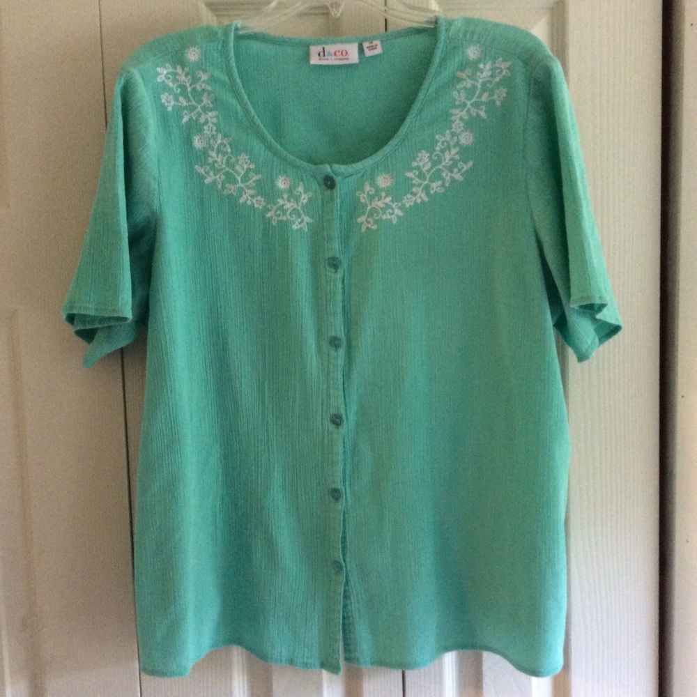 Plus size D & Co Mint Green Gauze Top, size 1X